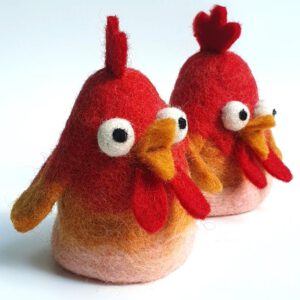 Eierwärmer aus Filz, kleines, rotes Küken
