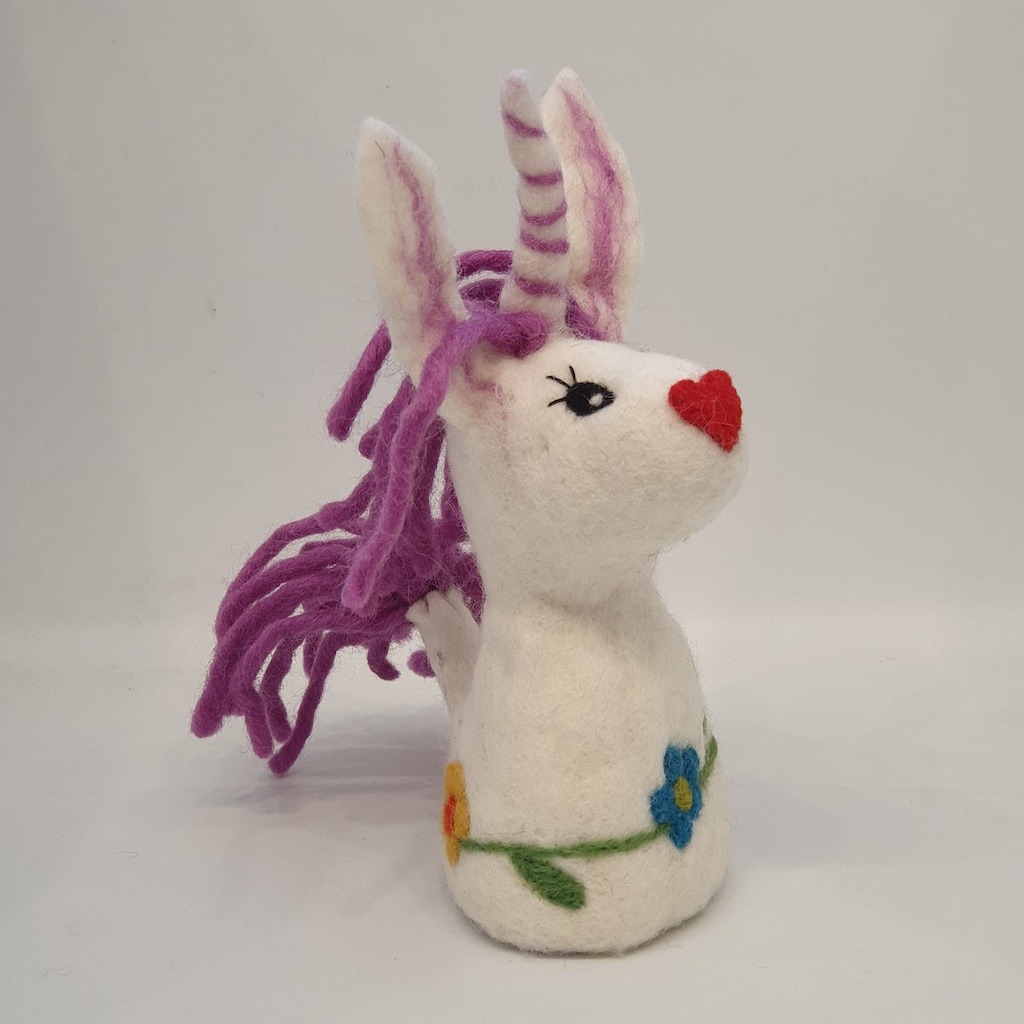 🦄 Handgefertigter Filz Eierwärmer „Einhorn“ - rosa Fransen - Lela Levanas Filzeierwärmer Einhorn mit pinken Fransen